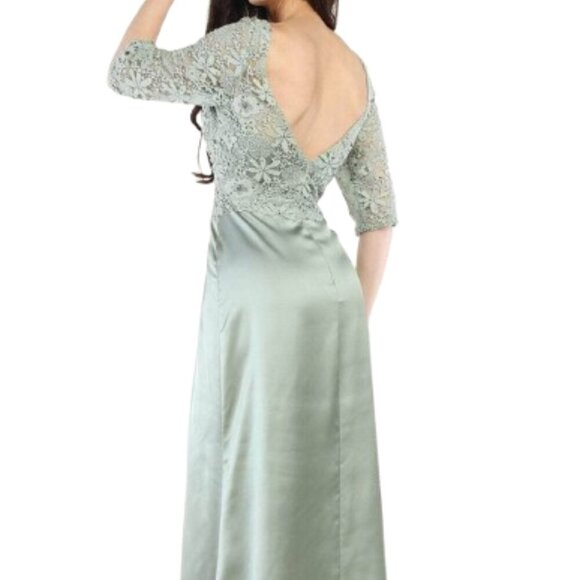 NWT May Queen MQ1969 Floral lace Mother of the Bride Dress Sage Size M - Picture 3 of 6